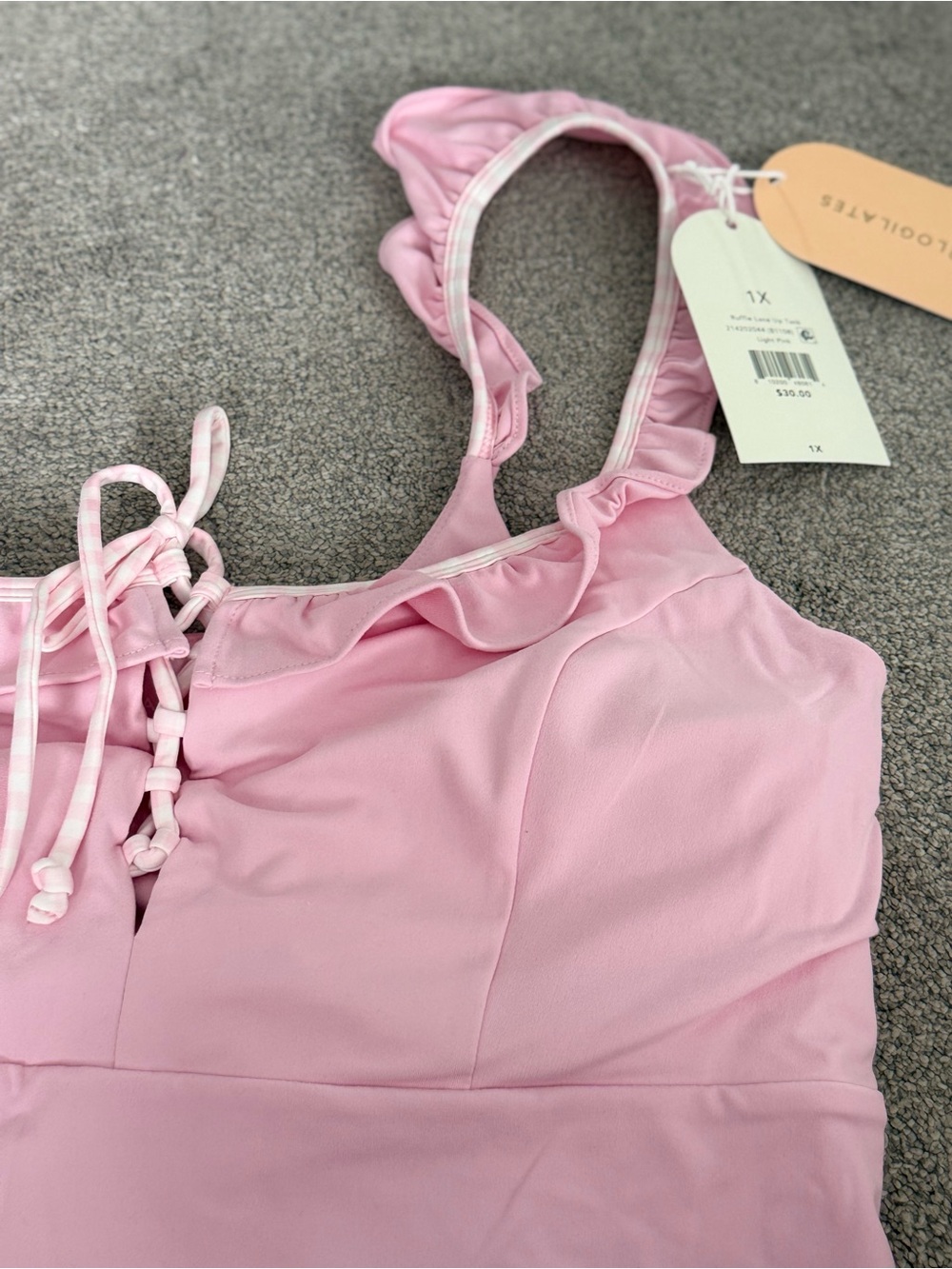 Blogilates Ruffle Lace Up Pink Tank Top - Picture 5 of 7